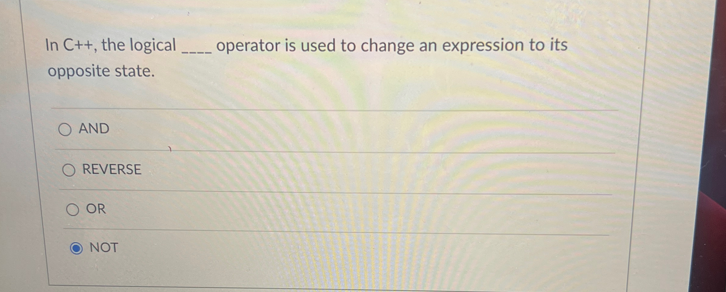 l n C + + , the logical operator is used to