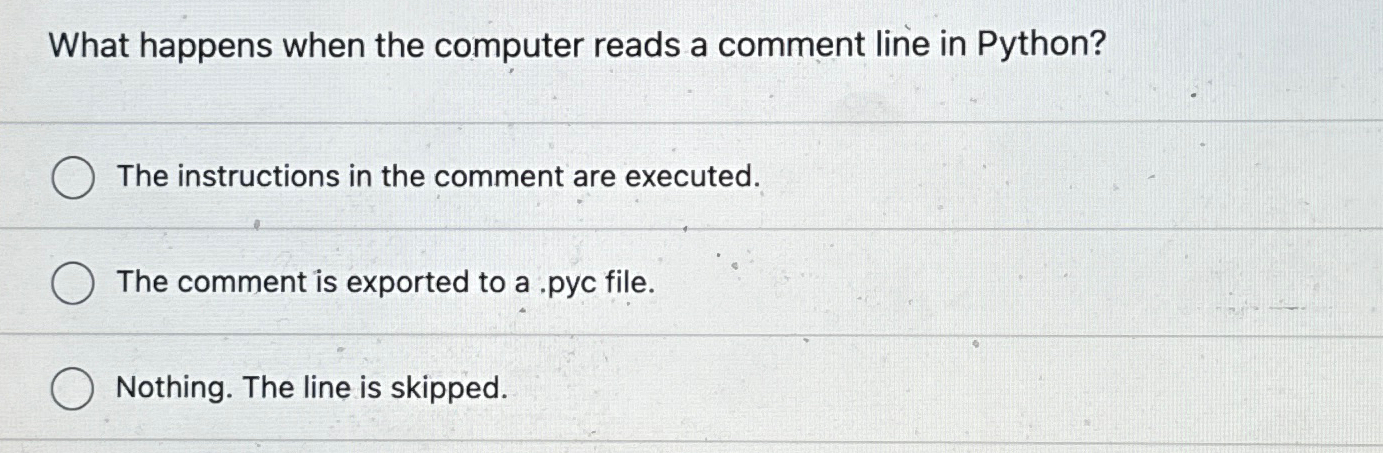 What happens when the computer reads a comment