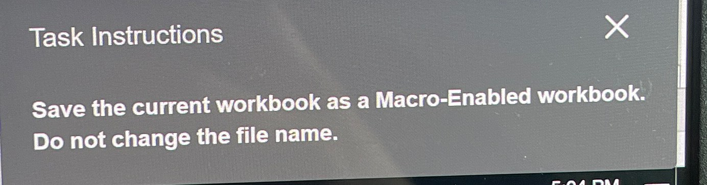 Task Instructions Save the current workbook as a