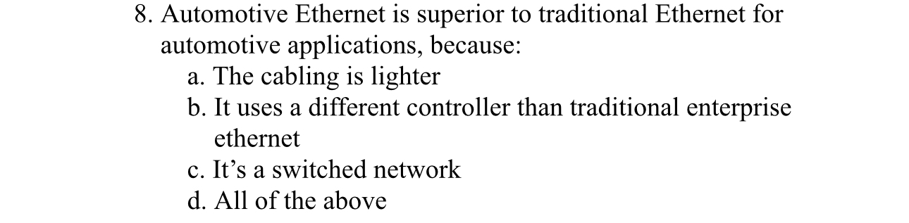 Automotive Ethernet is superior to traditional