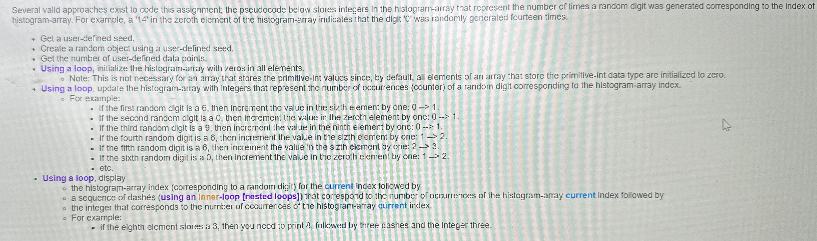 Please write code in java ! Array size 1 0