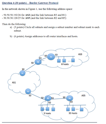 Question 4 ( 3 0 points ) - Border Gateway