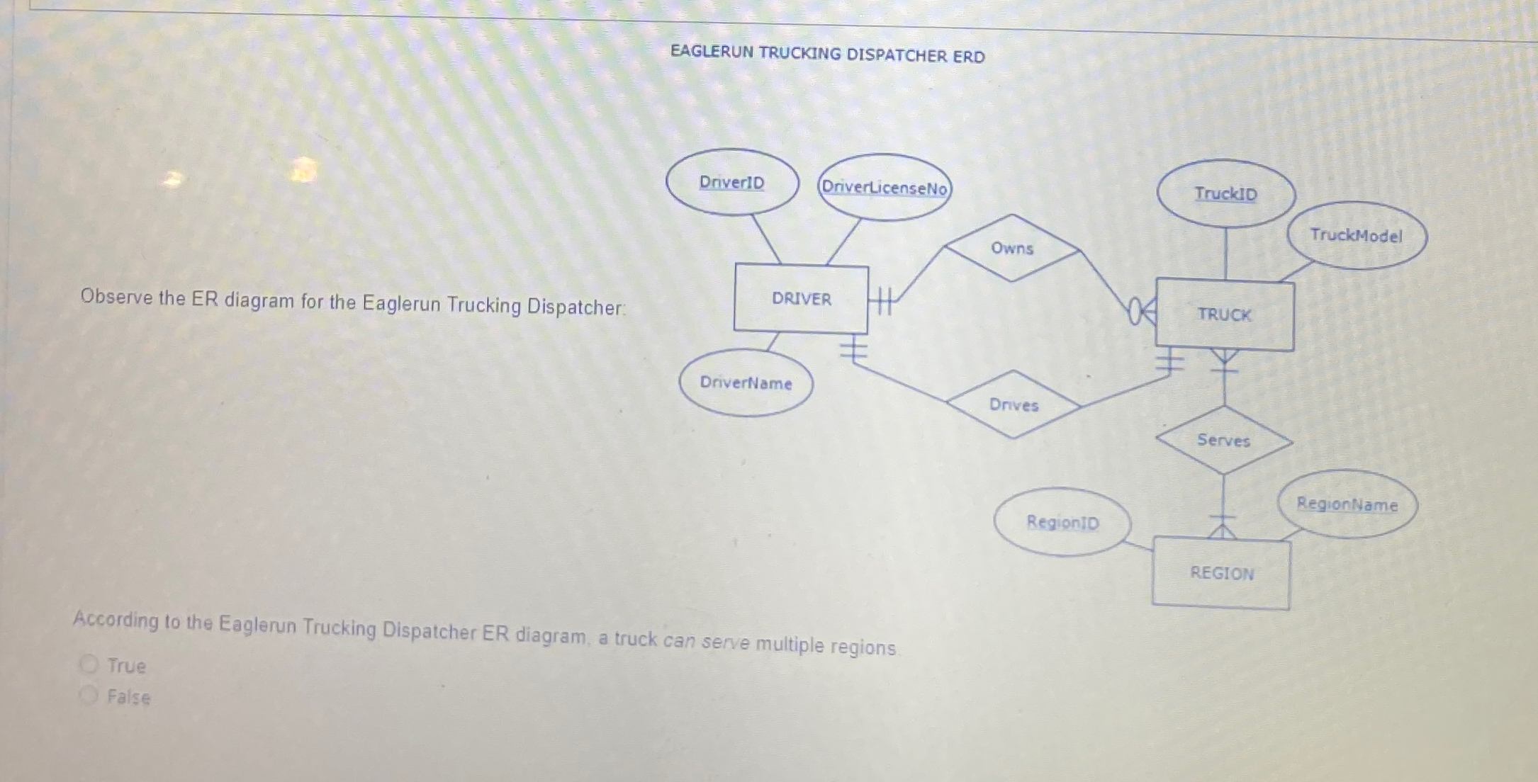 EAGLERUN TRUCKING DISPATCHER ERD Observe the ER