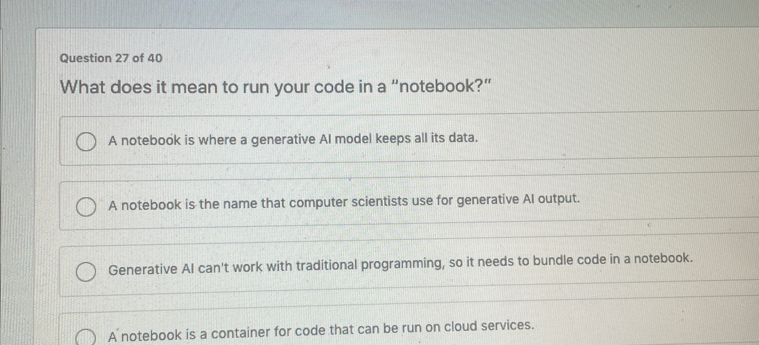 Question 2 7 of 4 0 What does it mean to run your