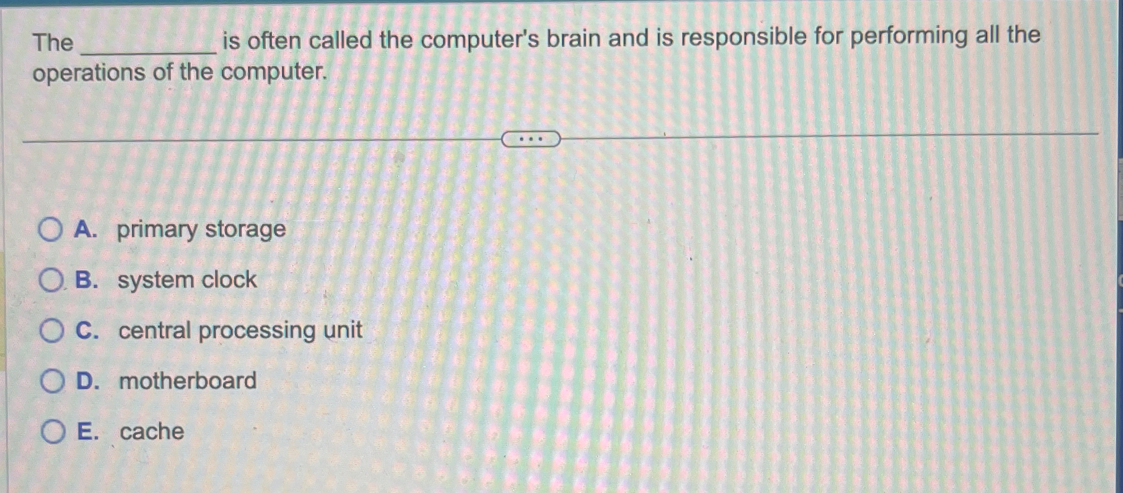 The is often called the computer's brain and is
