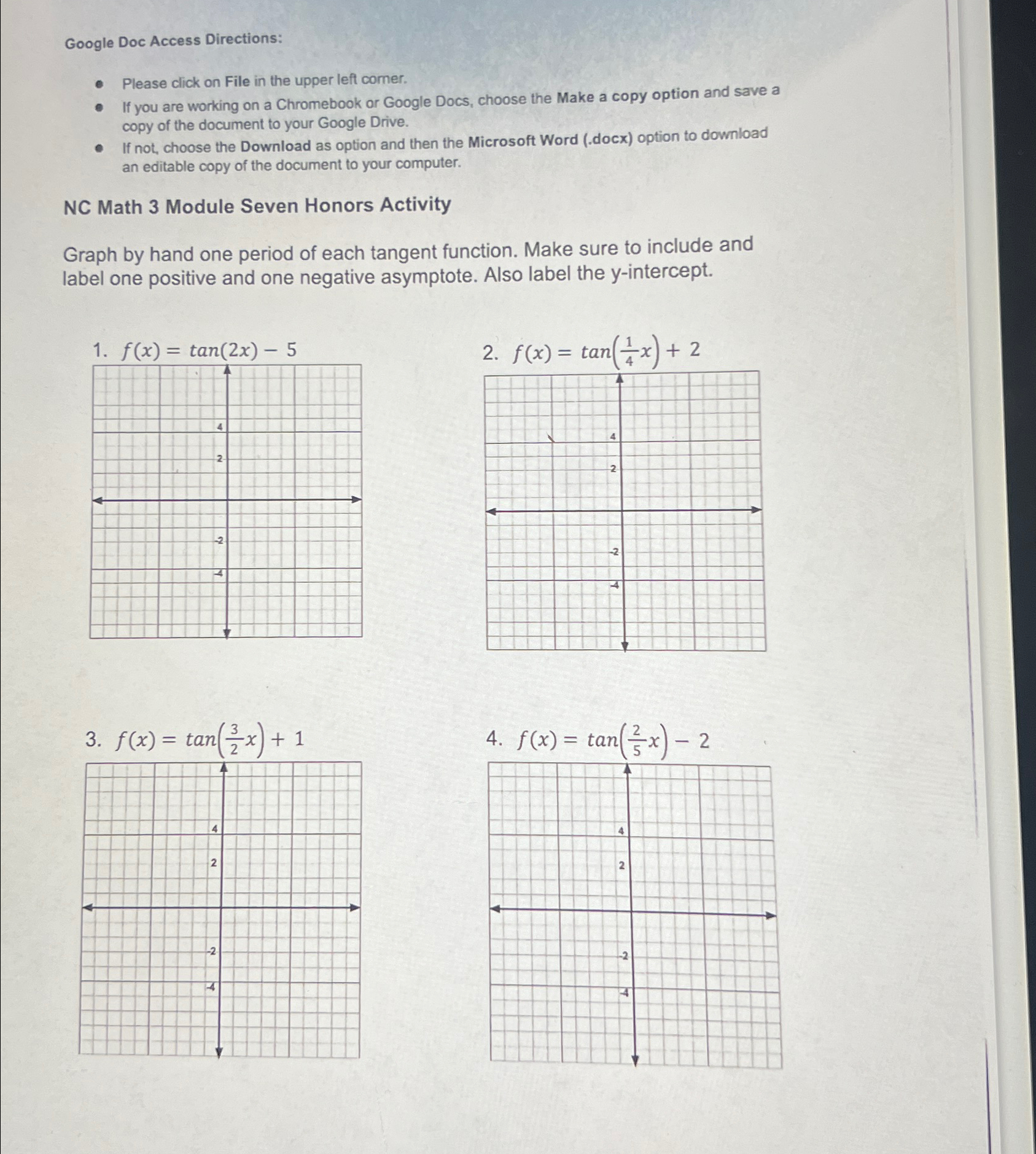 Google Doc Access Directions: Please click on