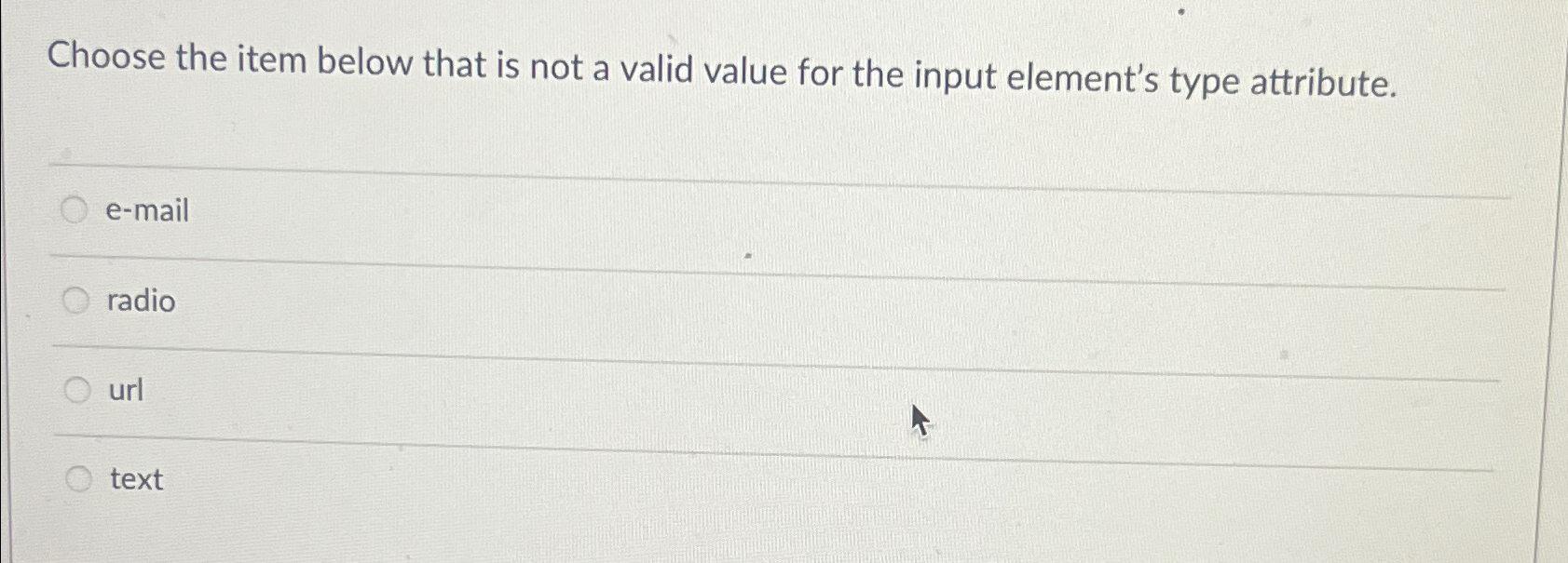 Choose the item below that is not a valid value