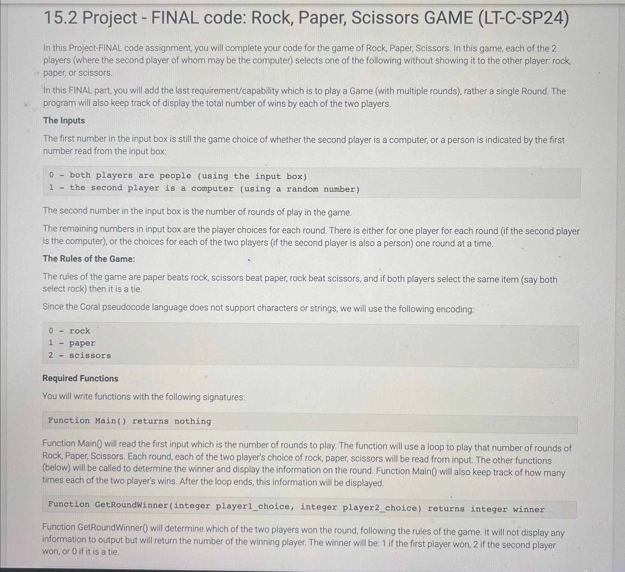 ( In CORAL language only please! ) 1 5 . 2