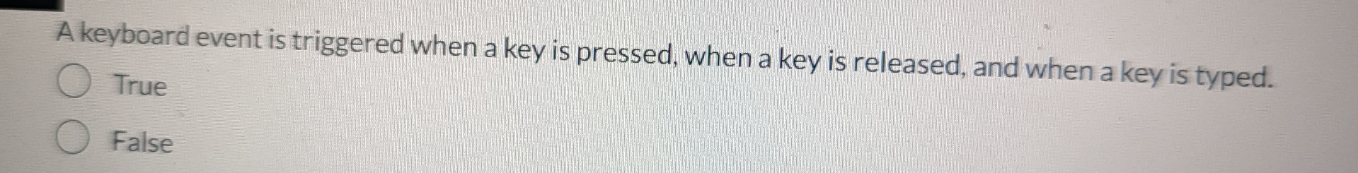 A keyboard event is triggered when a key is
