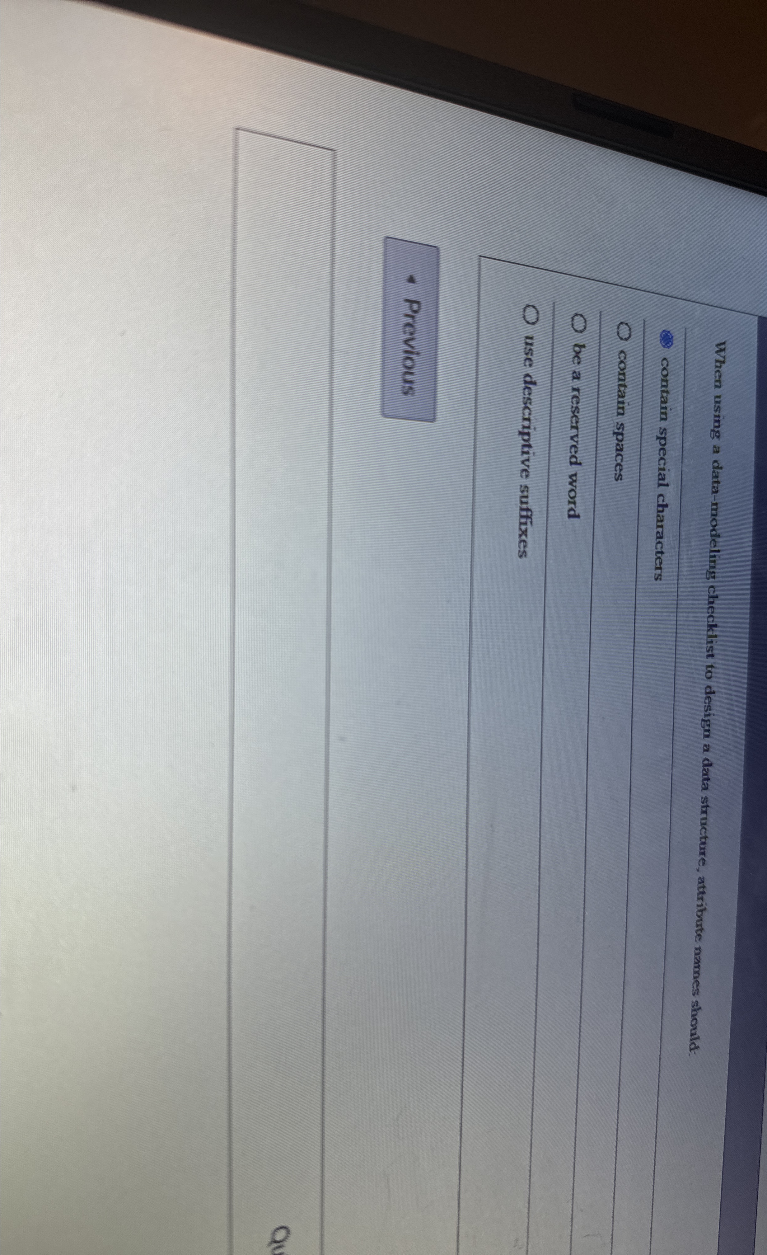 When using a data - modeling checklist to design
