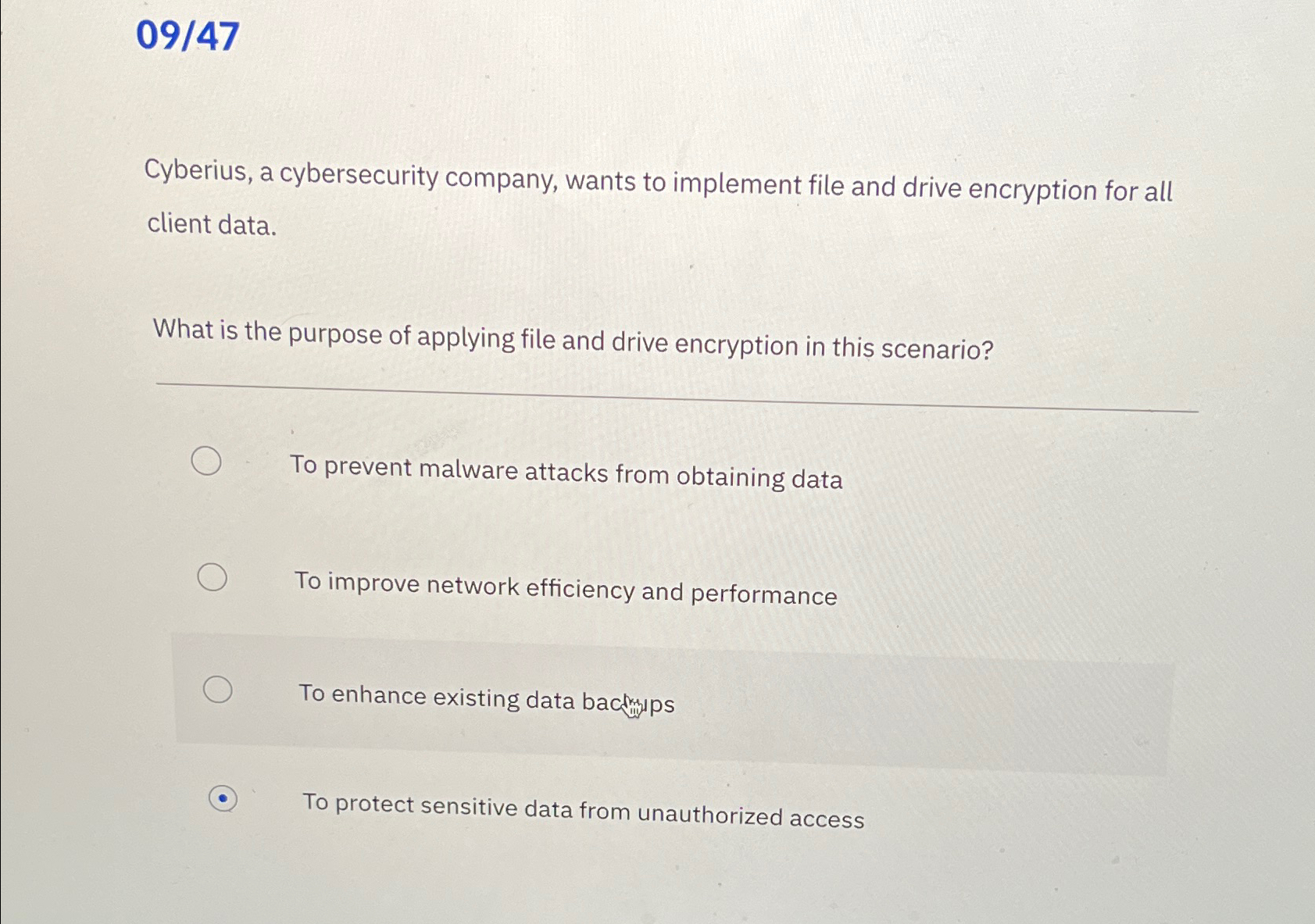 0 9 4 7 Cyberius, a cybersecurity company, wants