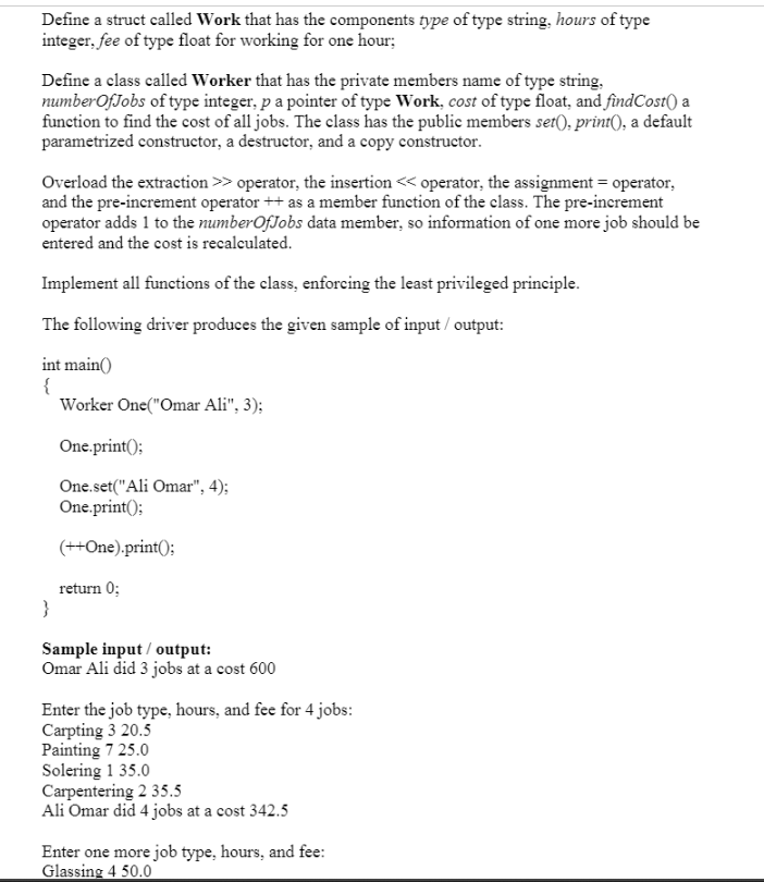 Define a struct called Work that has the