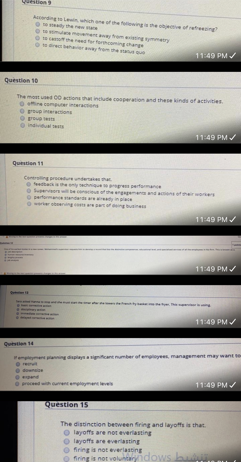 What are the correct options for each question