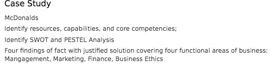 Case Study McDonalds Identify resources,