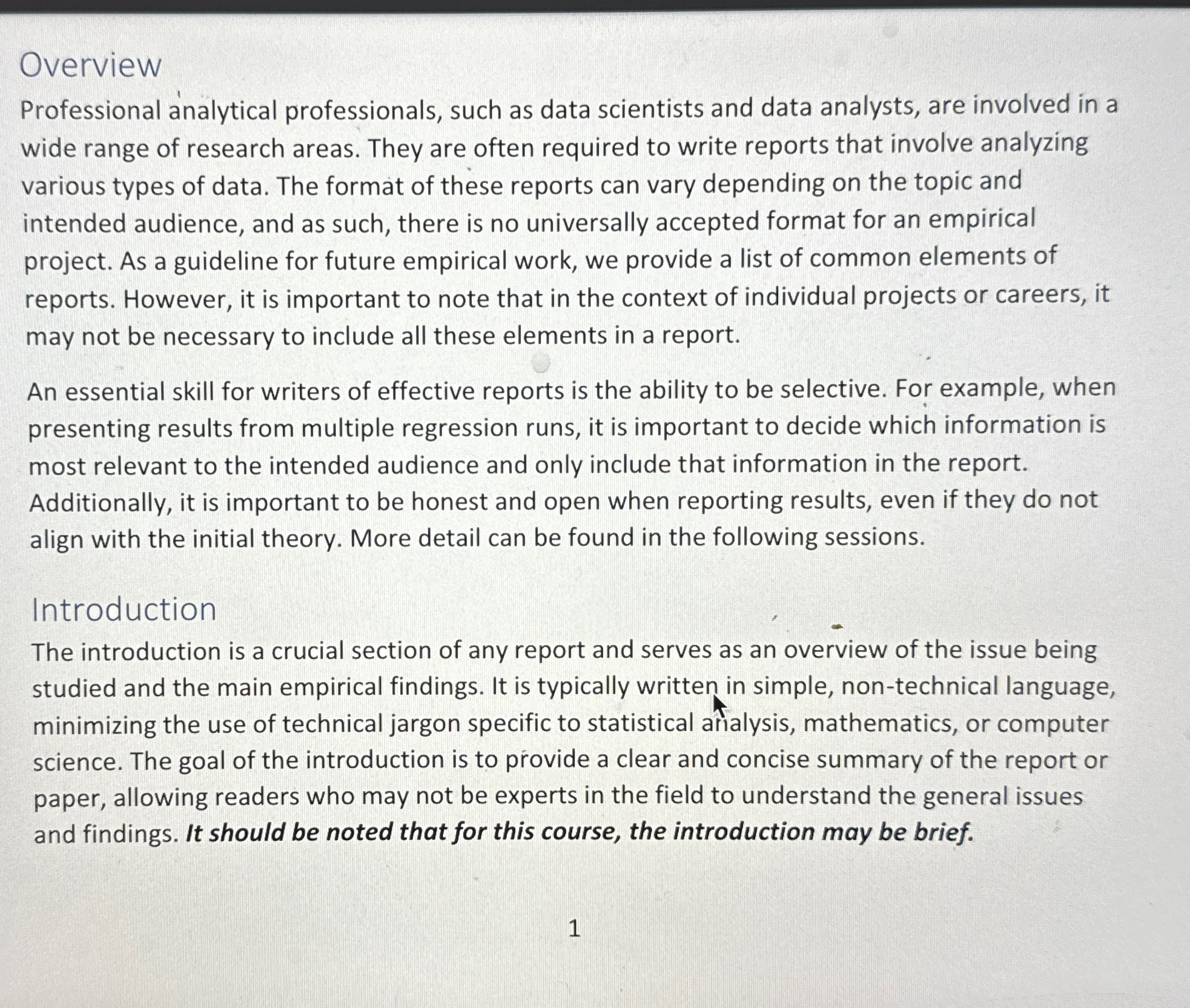 Overview Professional analytical professionals,