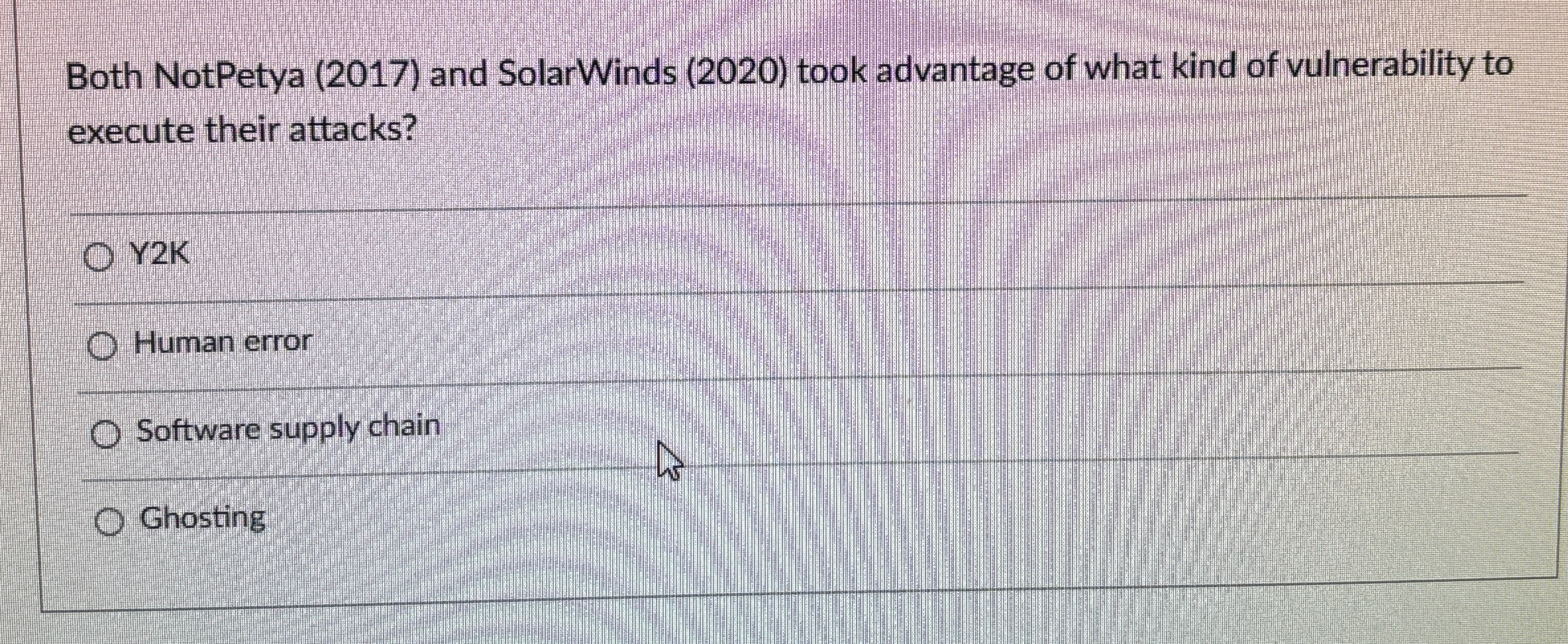 Both NotPetya ( 2 0 1 7 ) and SolarWinds ( 2 0 2