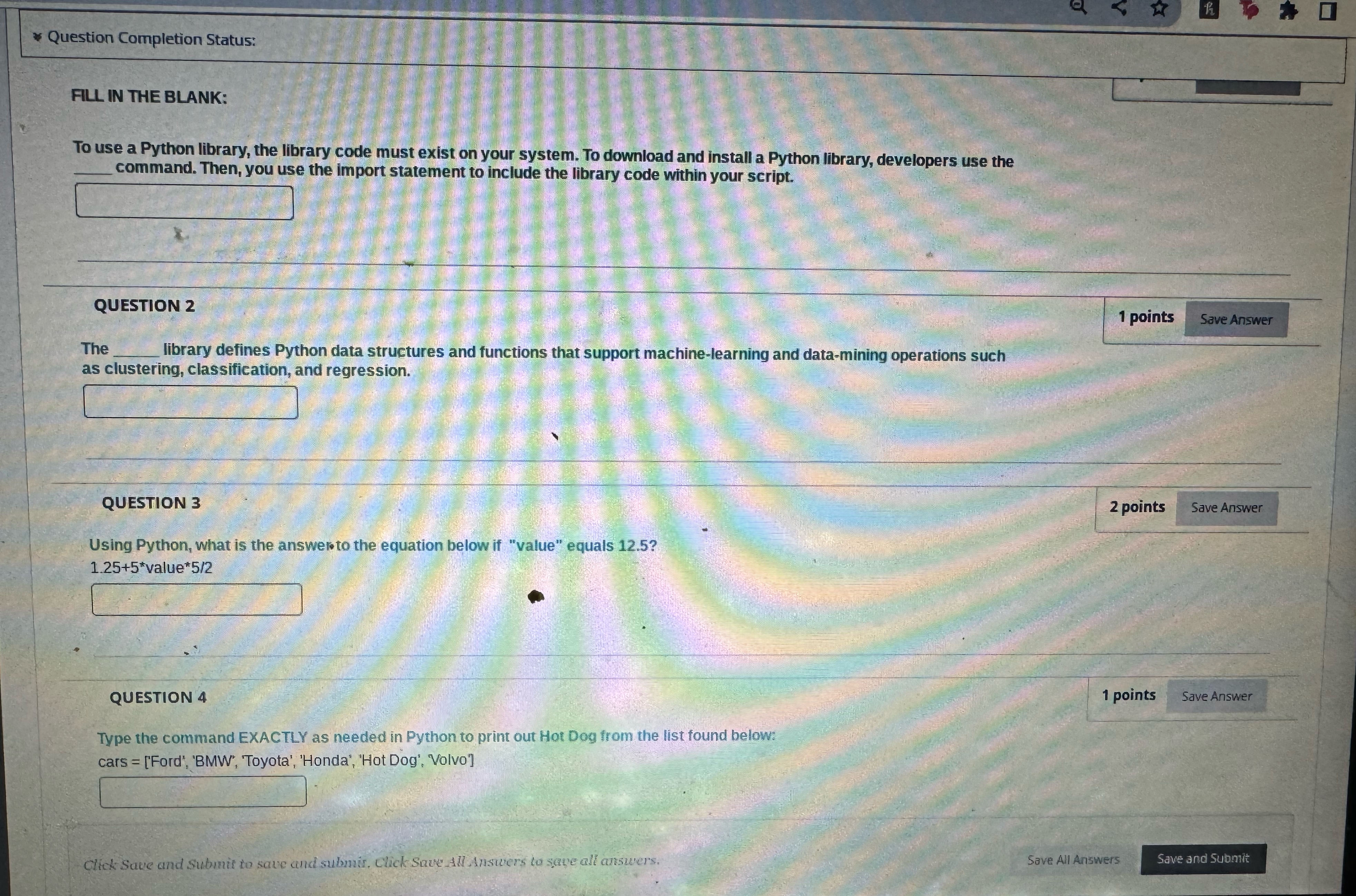 Question Completion Status: FIL IN THE BLANK: To