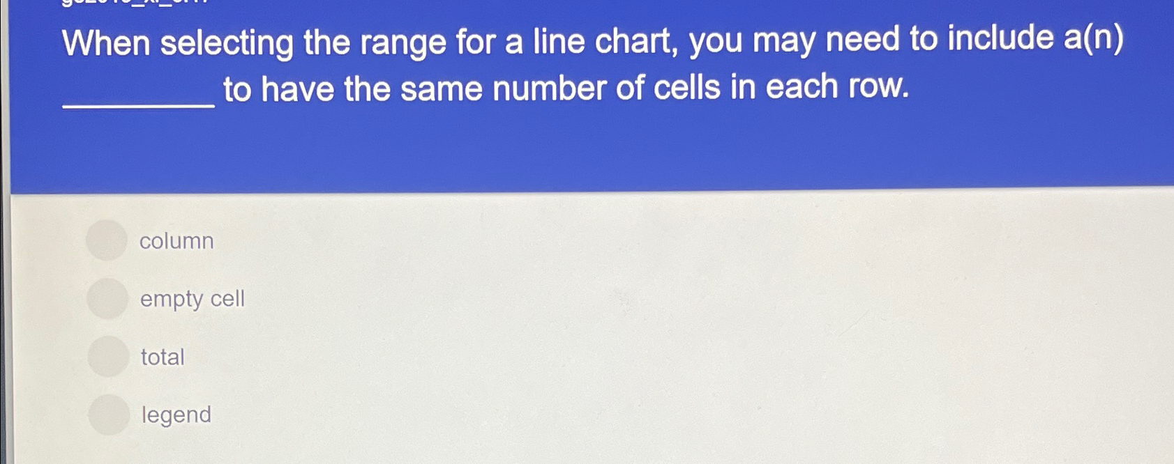 When selecting the range for a line chart, you