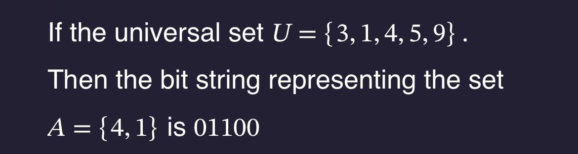 If the universal set U = { 3 , 1 , 4 , 5 , 9 } .