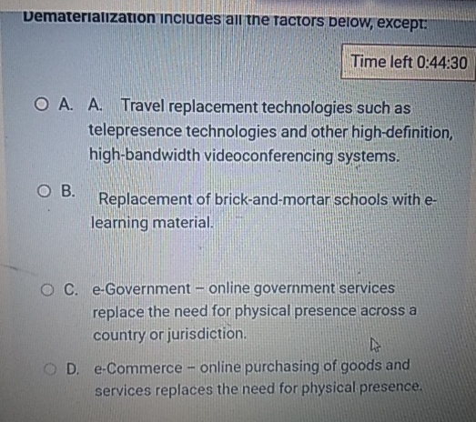 Dematerialization includes all thefactors except: