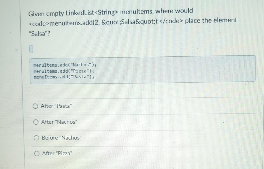 Given empty LinkedList