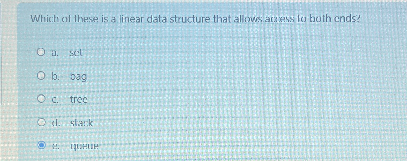 Which of these is a linear data structure that