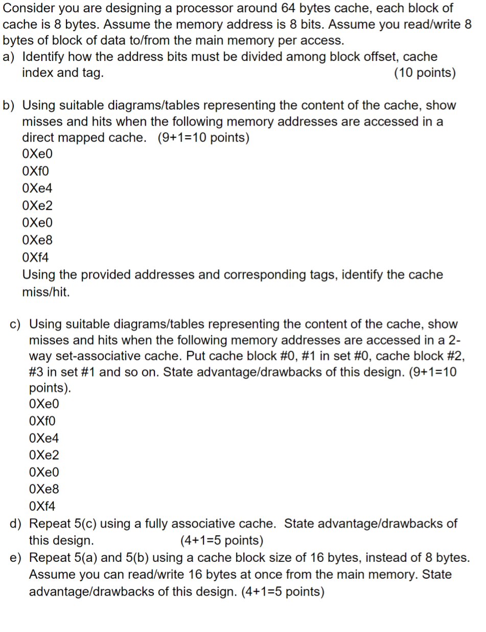 Consider you are designing a processor around 6 4