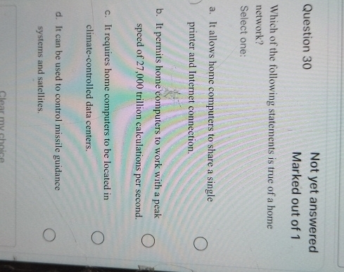 Question 3 0 Not yet answered Marked out of 1