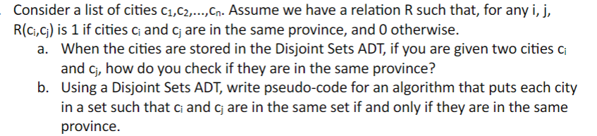 Consider a list of cities c 1 , c 2 , dots, c n .