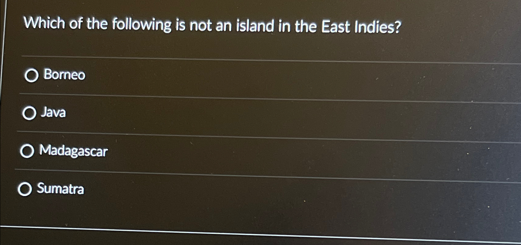 Which of the following is not an island in the