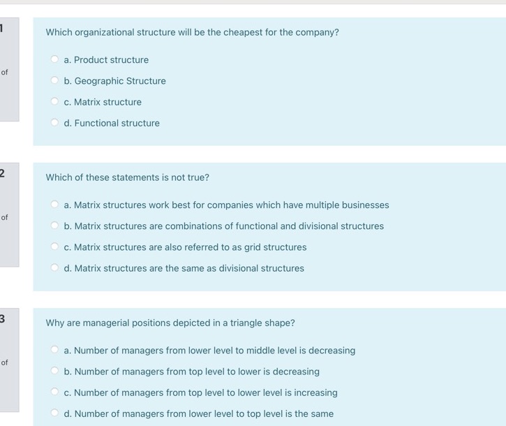What is correct from choice? Which organizational