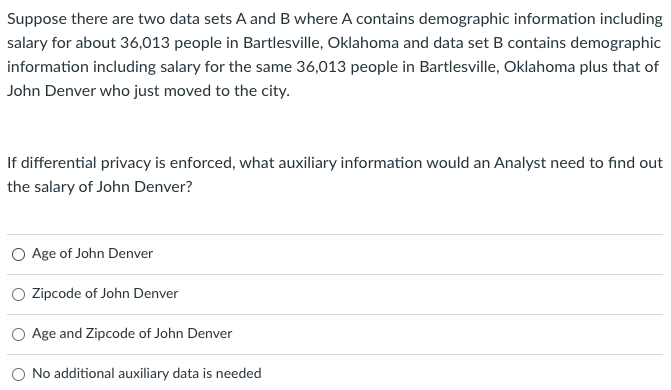 Suppose there are two data sets A and B where A