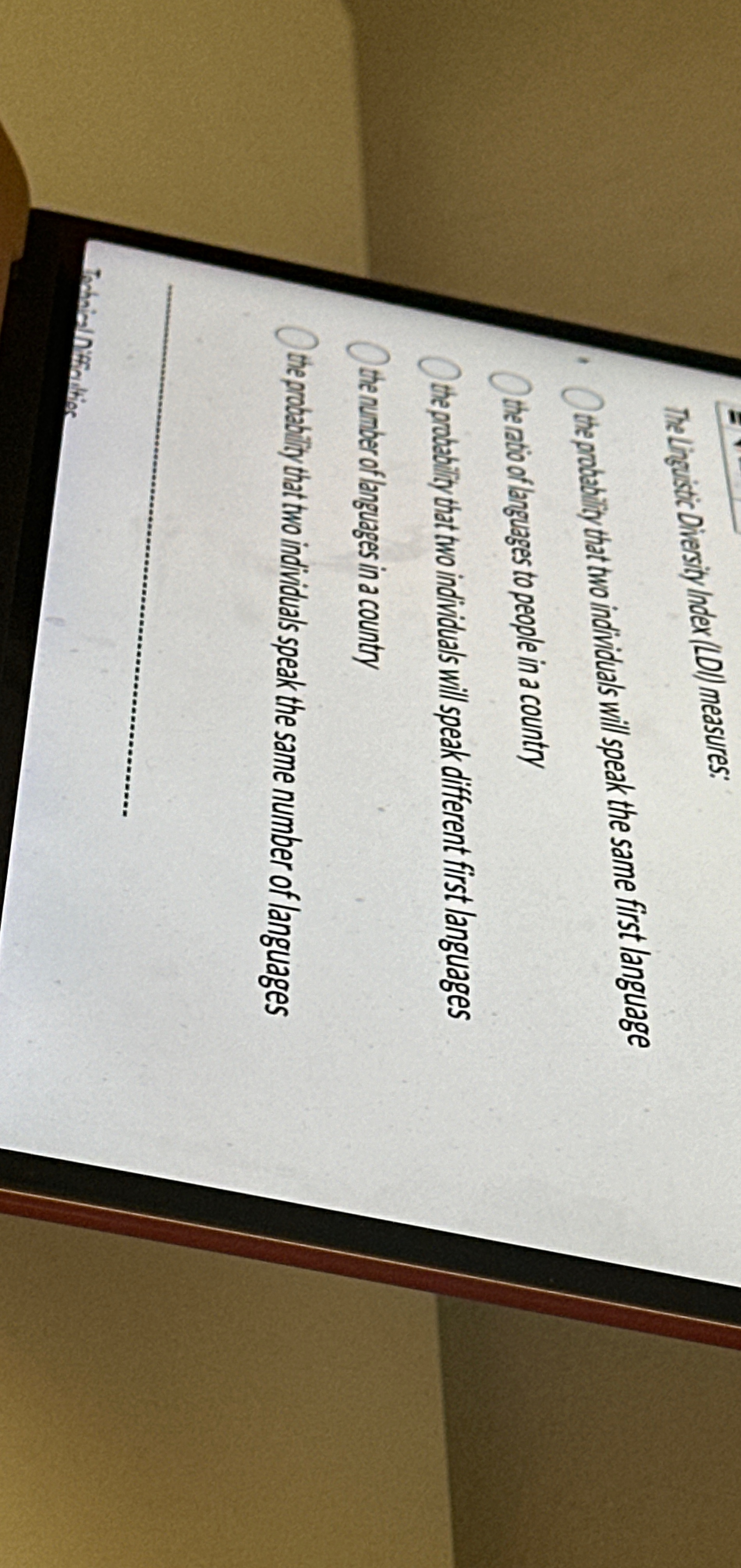 The Lingustic Divesity / Index ( LDI ) measures: