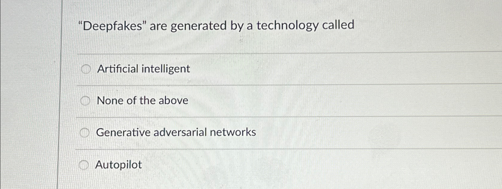 "Deepfakes" are generated by a technology called