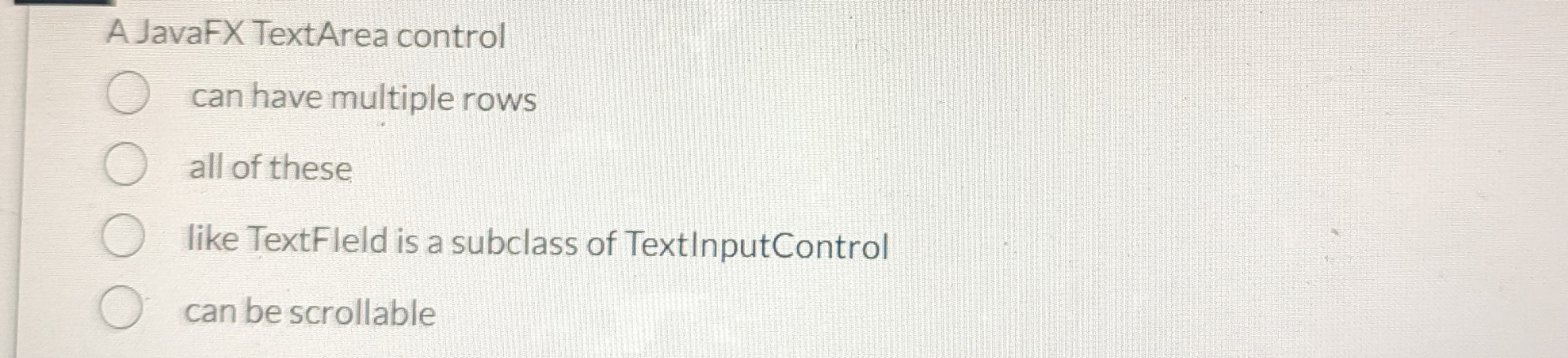 A JavaFX TextArea control can have multiple rows