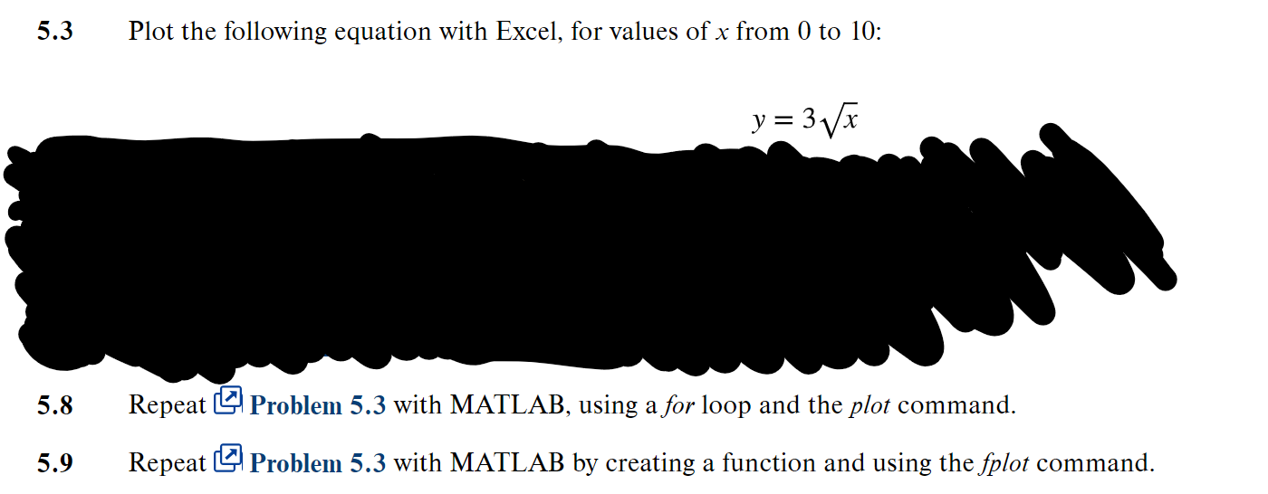 5 . 3 Plot the following equation with Excel, for