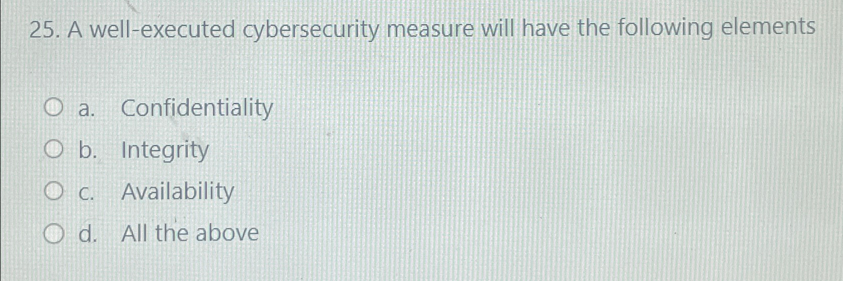 A well - executed cybersecurity measure will have
