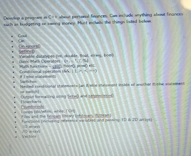 Develop a program in C + + about personal