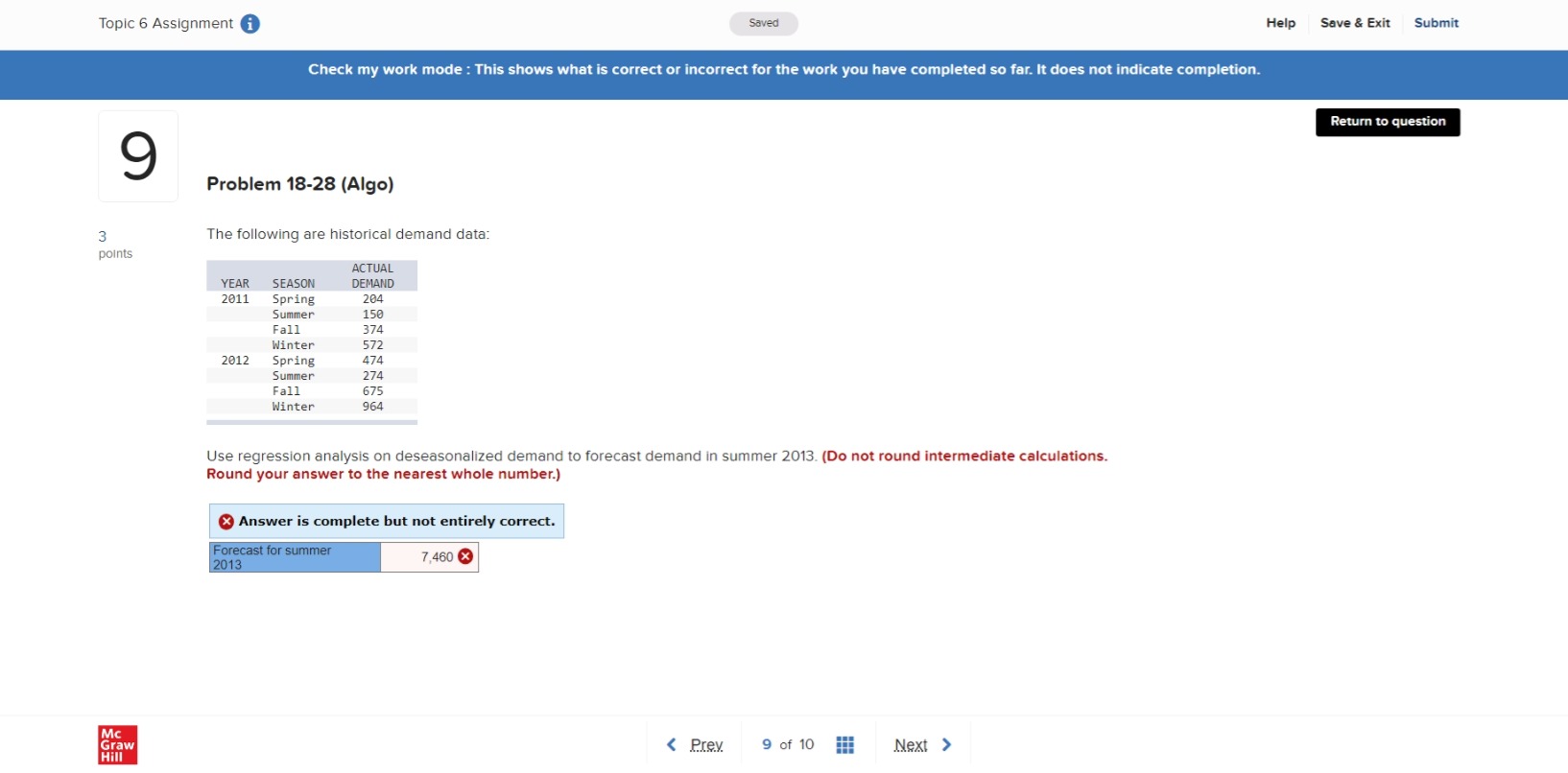 Topic 6 Assignment i Saved Help Save & Exit