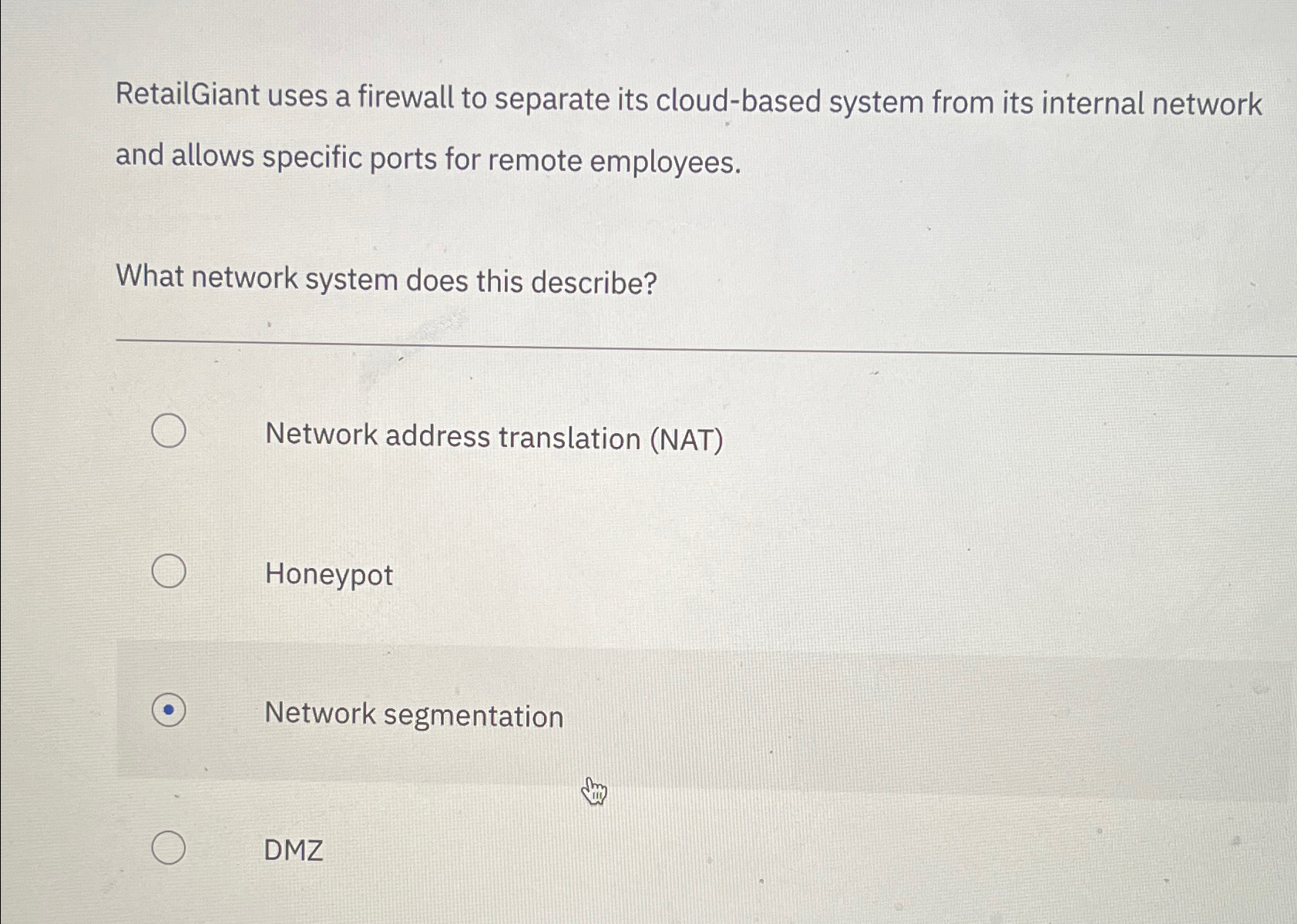RetailGiant uses a firewall to separate its cloud