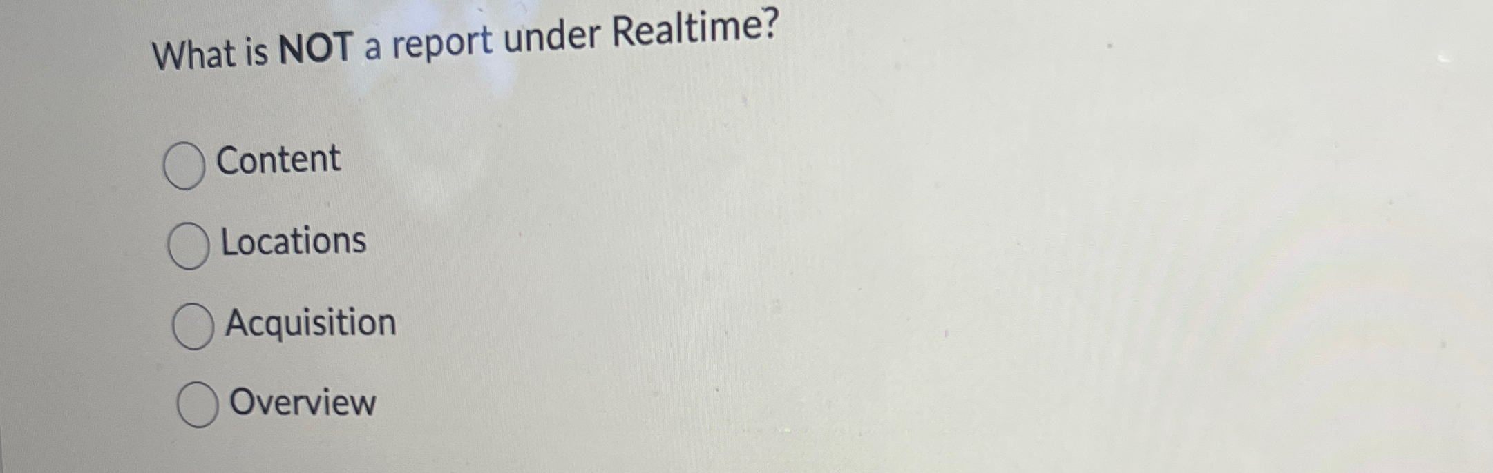 What is NOT a report under Realtime? Content