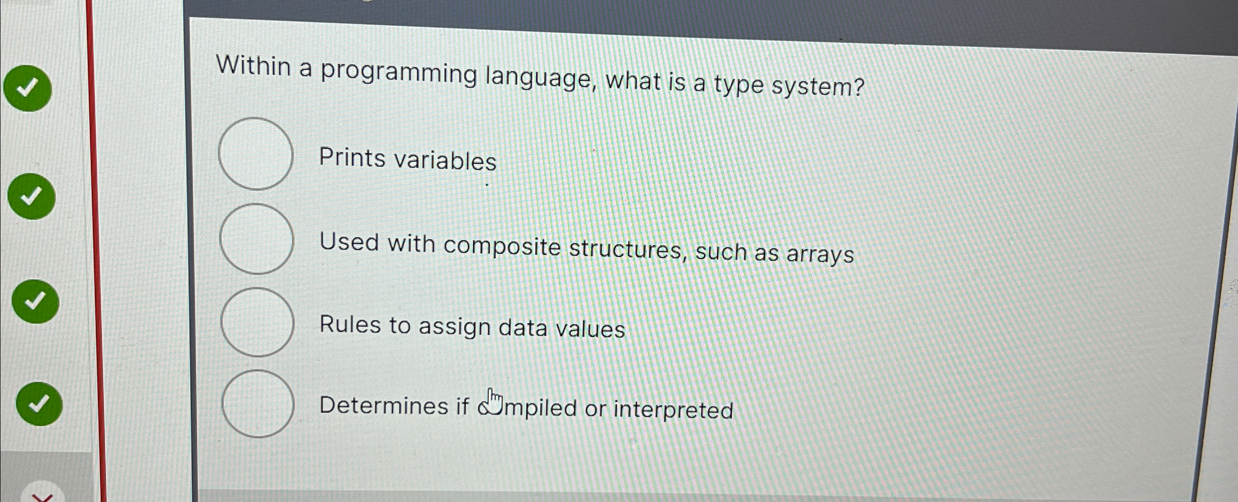 Within a programming language, what is a type