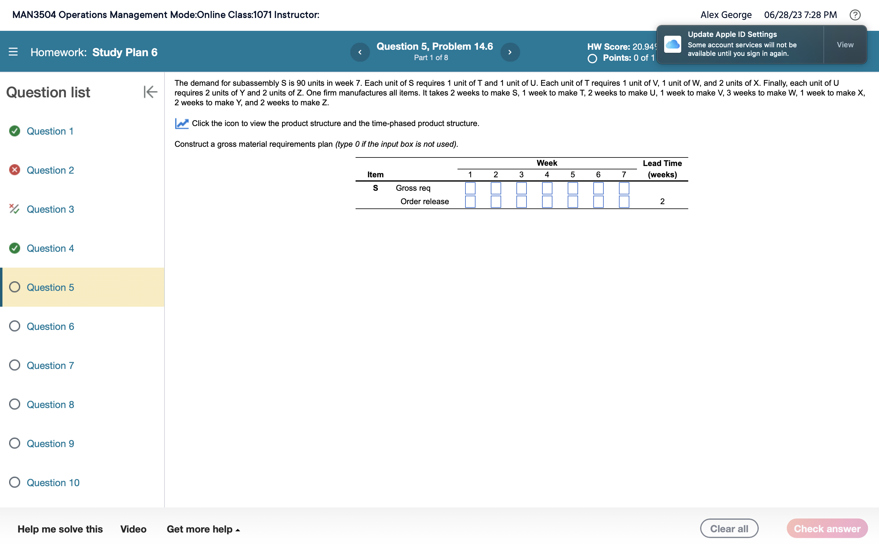 MAN3504 Operations Management Mode:Online