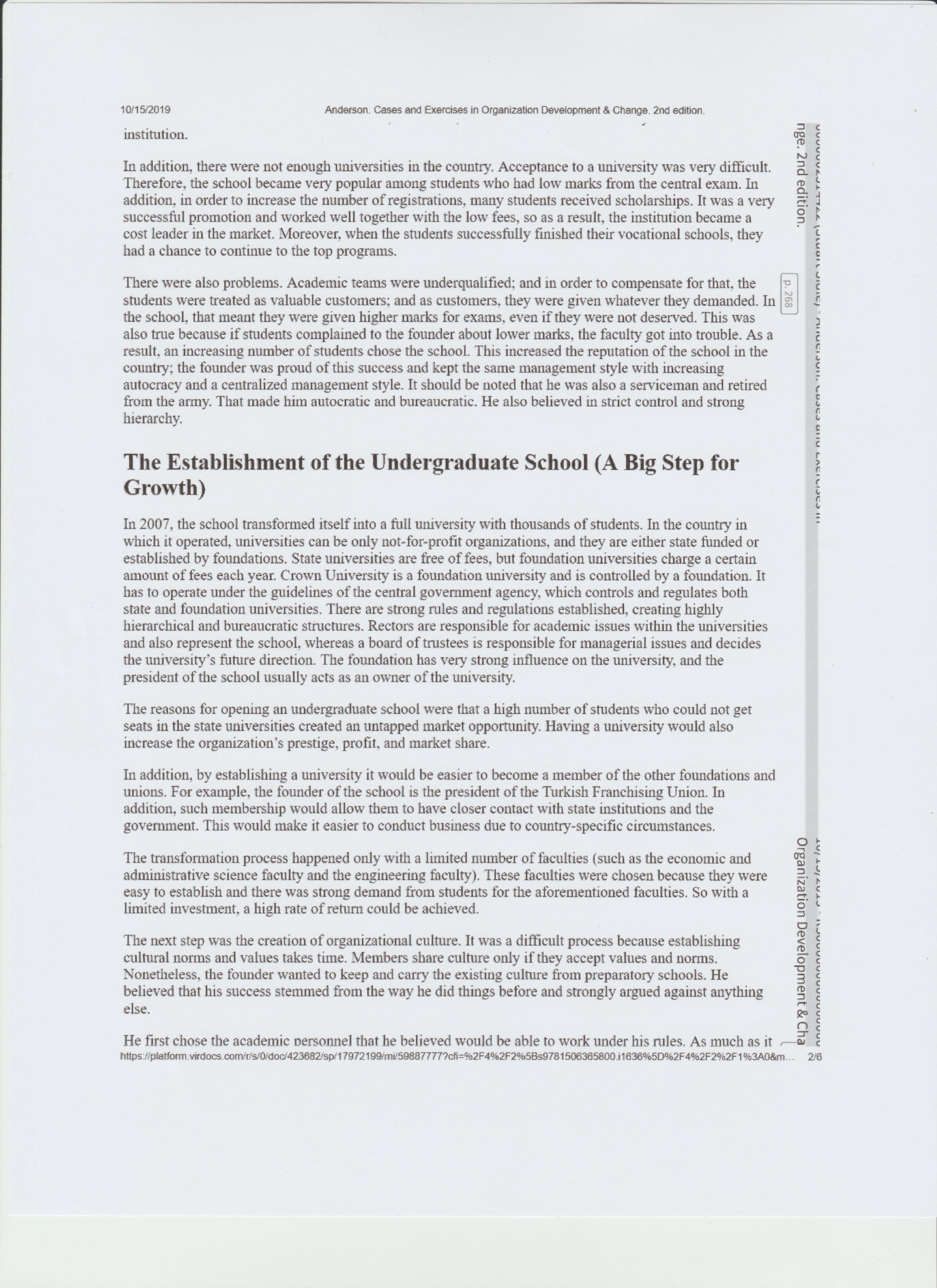 Using Kotter's 8 step process for change, analyze