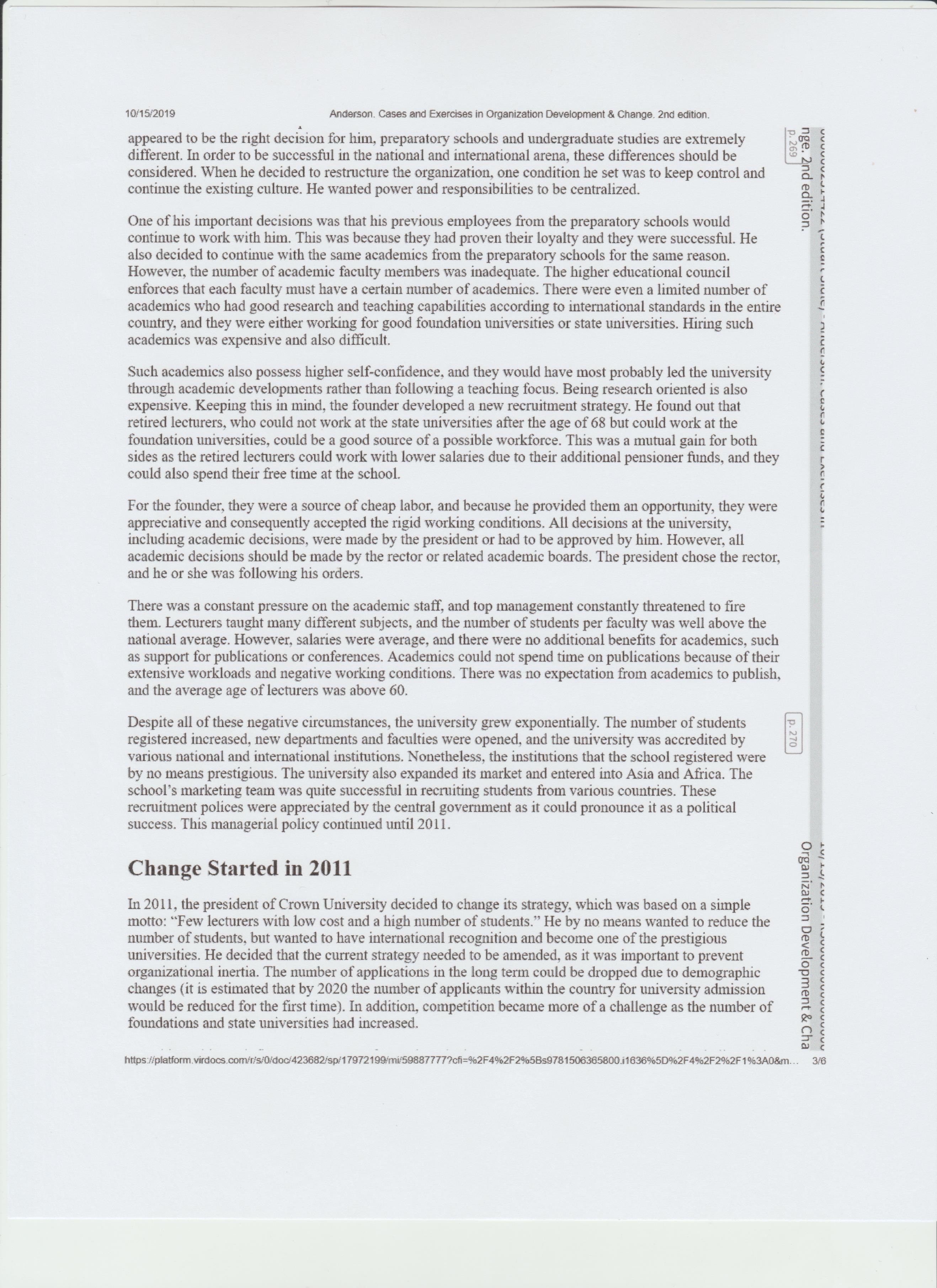 Using Kotter's 8 step process for change, analyze