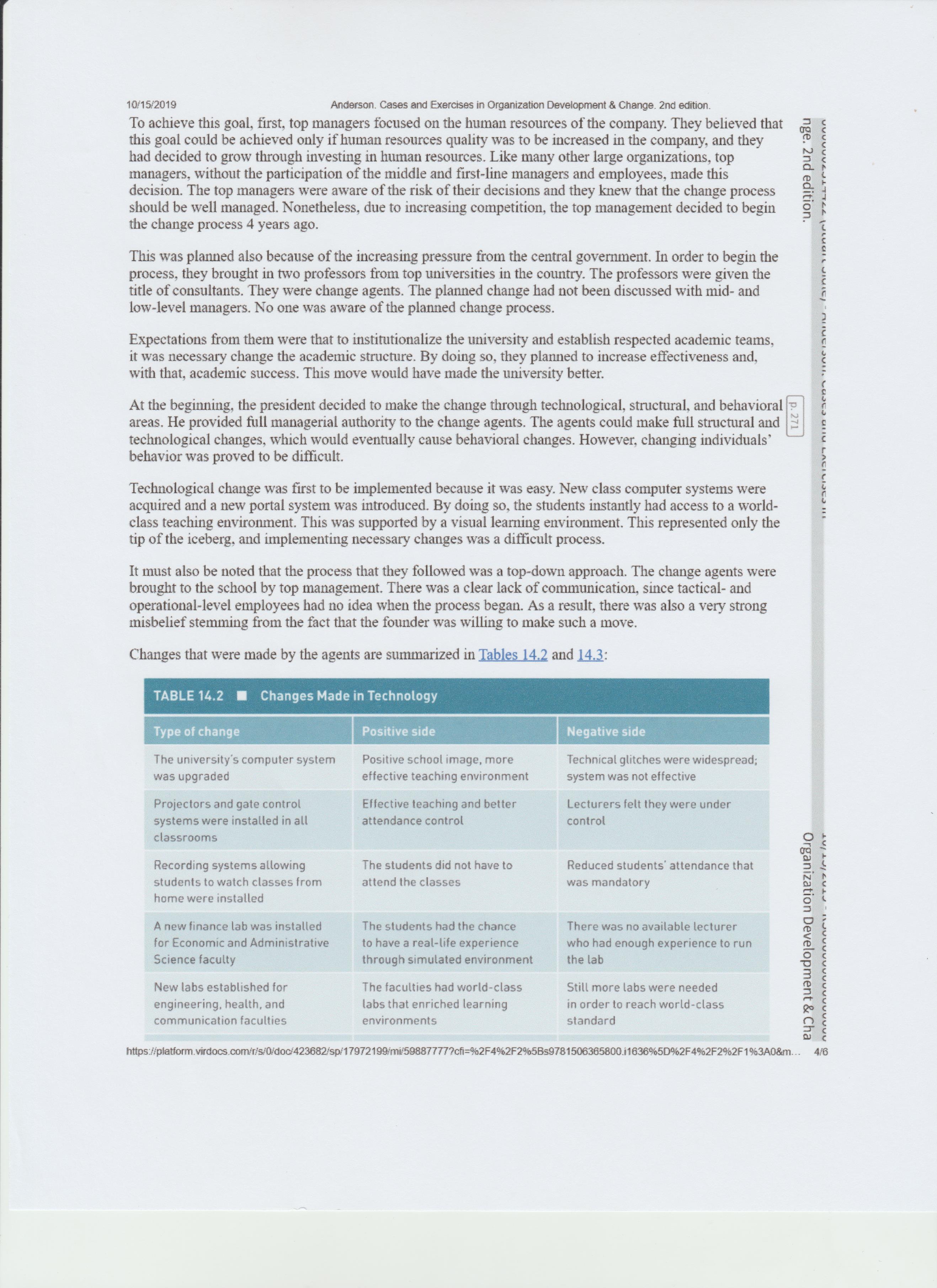 Using Kotter's 8 step process for change, analyze