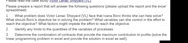 Please read the case study victor Lenac shipyard