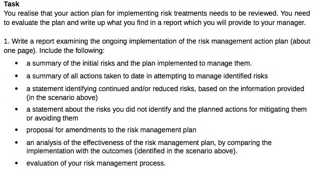 Task You realise that your action plan for