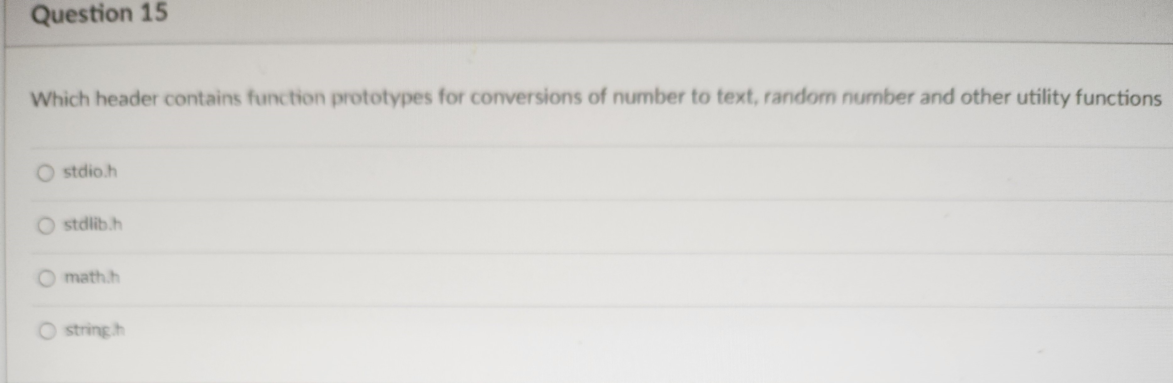 Question 1 5 Which header contains function