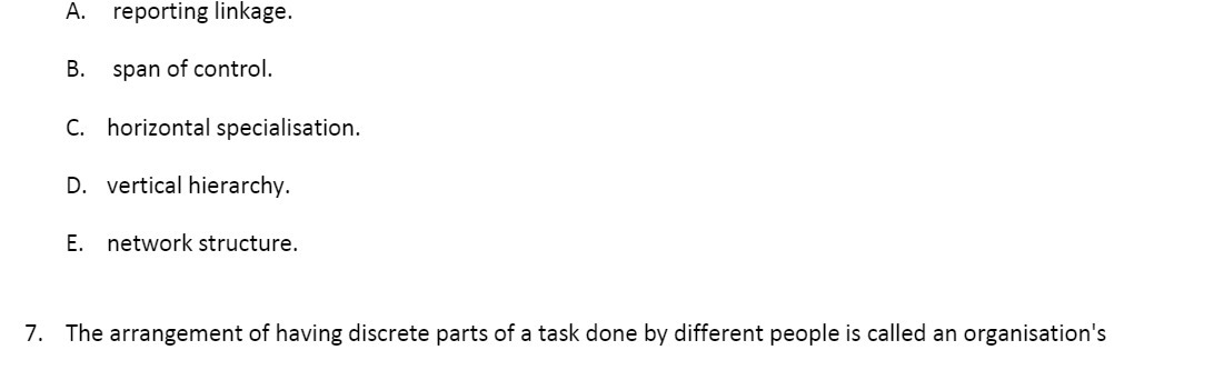 A. re porting linkage. B. span of control. C.